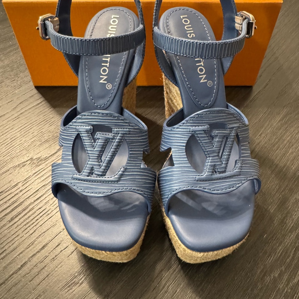 Louis Vuitton Blue Wedge Sandals